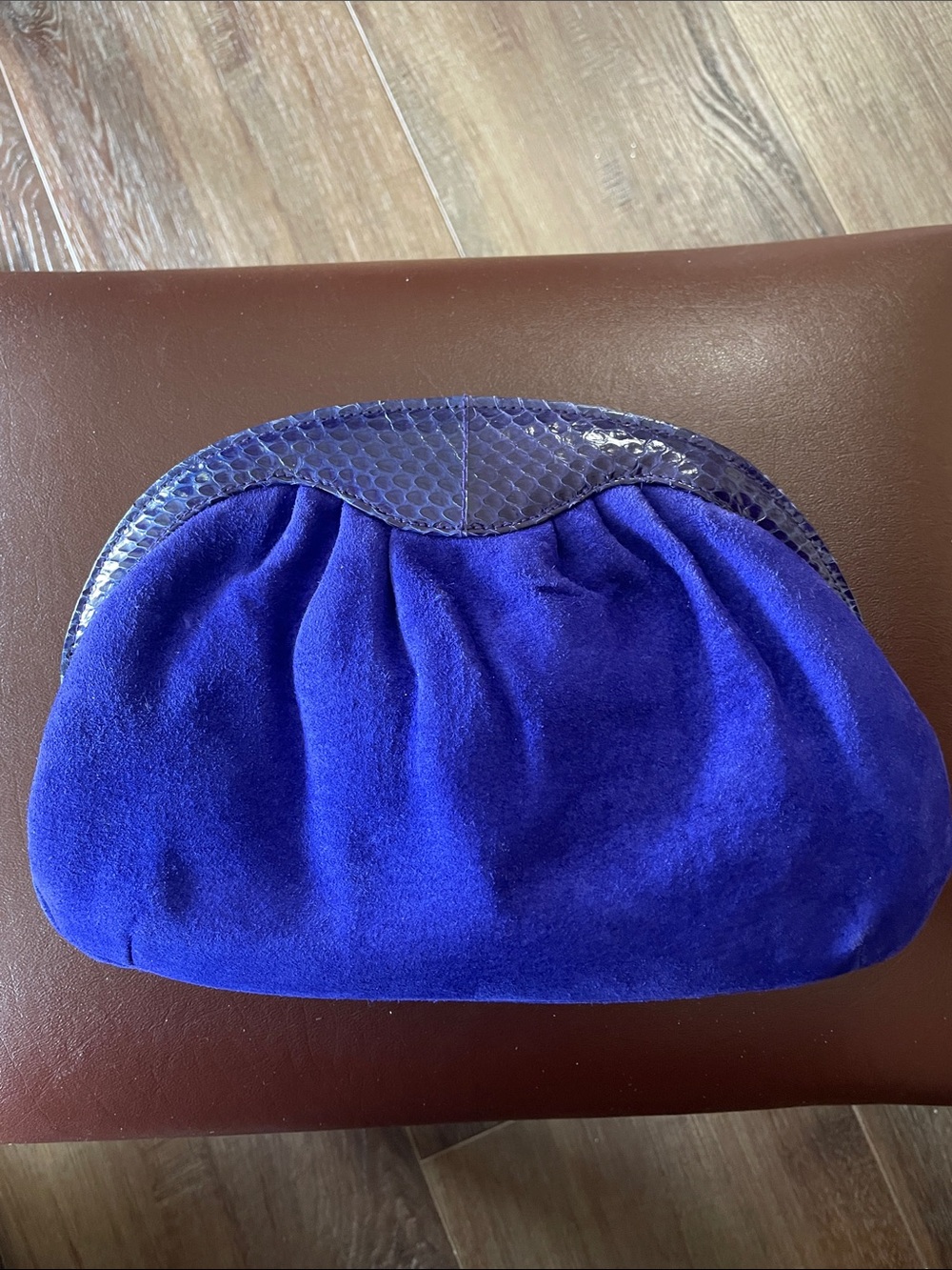 VTG JASMINE Exotic Snakeskin Purple Suede Clutch Purse